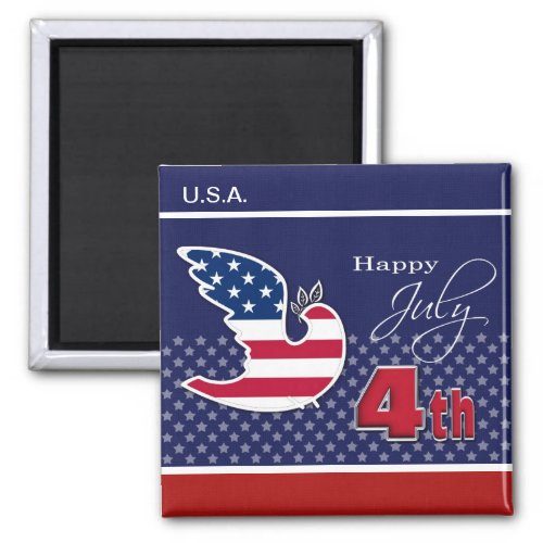 Happy 4th of July Patriotic Peace Dove  Magnet