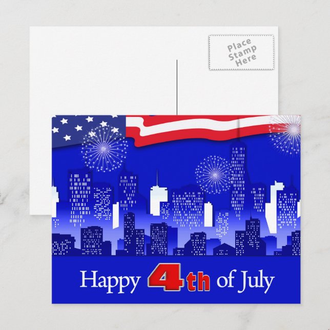 Happy 4th of July.  Patriotic  Postcard (Front/Back)