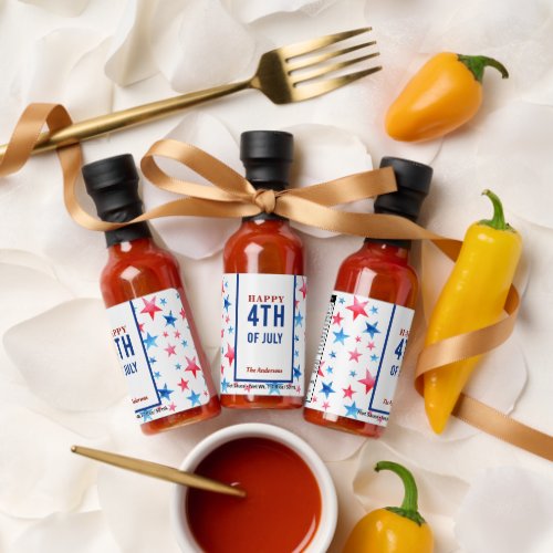 Happy 4th of July Patriotic Red Blue Stars America Hot Sauces