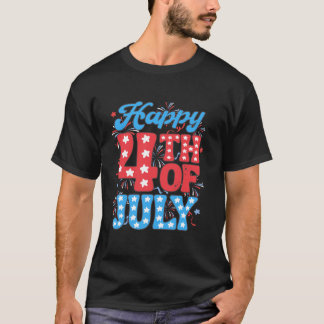 Happy 4th Of July Patriotic Retro Fireworks Men Wo T-Shirt