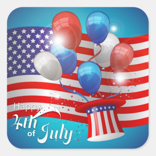 Happy 4th of July Patriotic Square Sticker