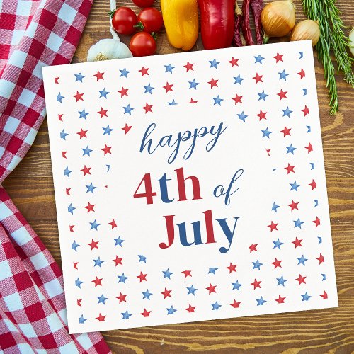 Happy 4th Of July Patriotic Stars Red White Blue Napkins
