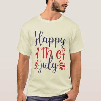 Happy 4th of July Patriotic Typography T-Shirt