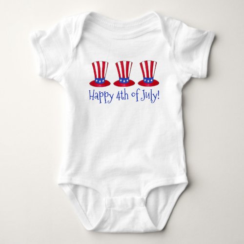 Happy 4th of July Patriotic Uncle Sam Hat America Baby Bodysuit