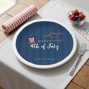 Happy 4th of July Patriotic USA Independence Day Paper Plates