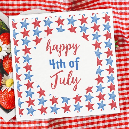 Happy 4th Of July Patriotic Vintage Red White Blue Napkins