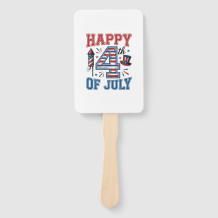 Happy 4th of July Patriotic Vintage Vector Design_ Hand Fan