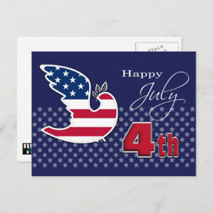 Happy 4th of July. Peace Dove Patriotic Holiday Postcard