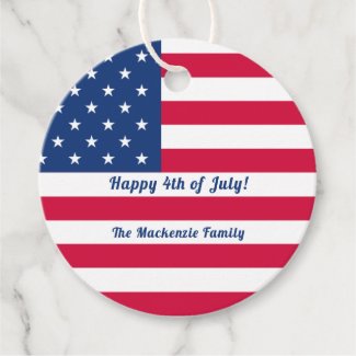 Happy 4th of July | Personalized American Flag Favor Tags