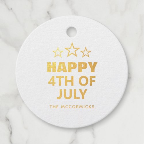 Happy 4th of July Personalized Gold Foil Favor Tags