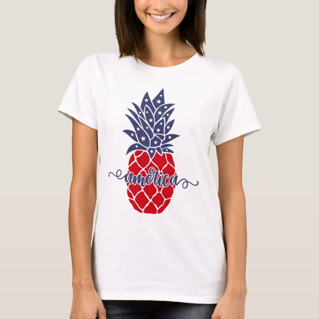 Happy 4th Of July Pineapple America Tee T-Shirt (Front)