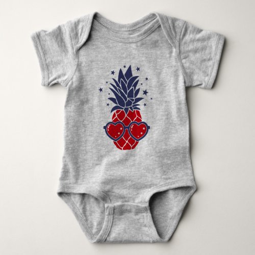 Happy 4th Of July Pineapple Sunnies T_Shirt Baby Bodysuit