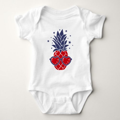 Happy 4th Of July Pineapple Sunnies T_Shirt Baby Bodysuit