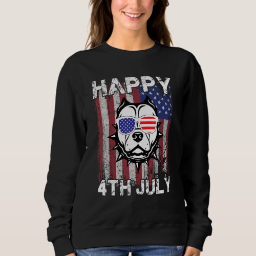 Happy 4th Of July Pitbull Patriotic Usa Celebratin Sweatshirt