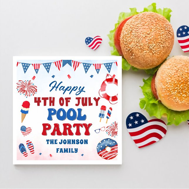 Happy 4th of July Pool Party Summer Napkins (Creator Uploaded)