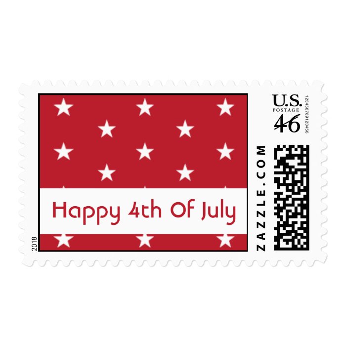 Happy 4th Of July Postage Stamps (Stars Red)