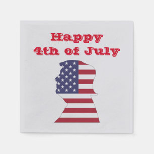 HAPPY 4TH OF JULY, PRESIDENT TRUMP FLAG SILHOUETTE NAPKINS