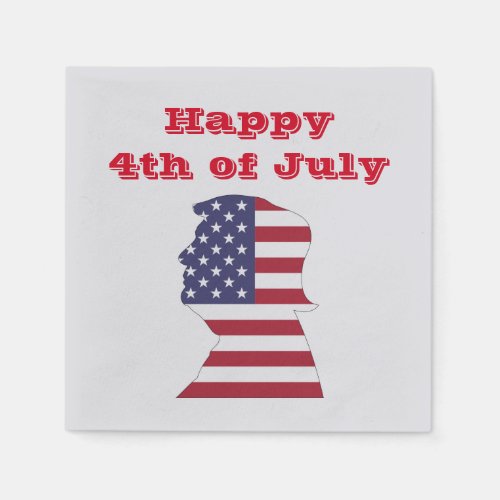 HAPPY 4TH OF JULY PRESIDENT TRUMP FLAG SILHOUETTE NAPKINS