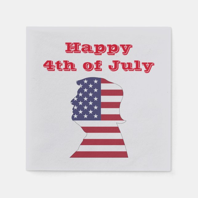 HAPPY 4TH OF JULY, PRESIDENT TRUMP FLAG SILHOUETTE NAPKINS (Front)