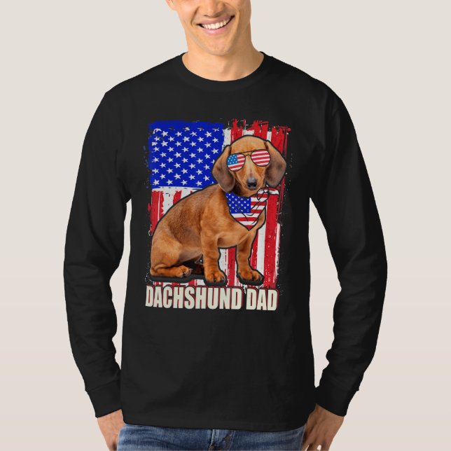 Happy 4th Of July Pride American Flag Dachshund Da T-Shirt (Front)