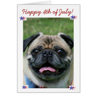 Happy 4th of July Pug Dog Card
