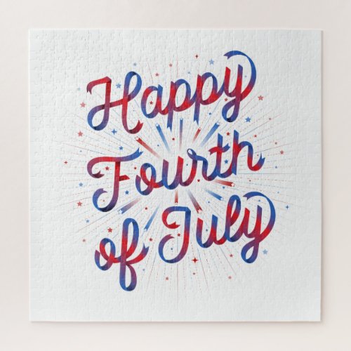 Happy 4th of July Puzzle  Red and Blue 20x20