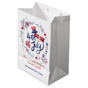 Happy 4th of July Real Estate Business Sparkle Medium Gift Bag