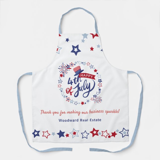Happy 4th of July | Real Estate Patriotic BBQ  Apron (Front)