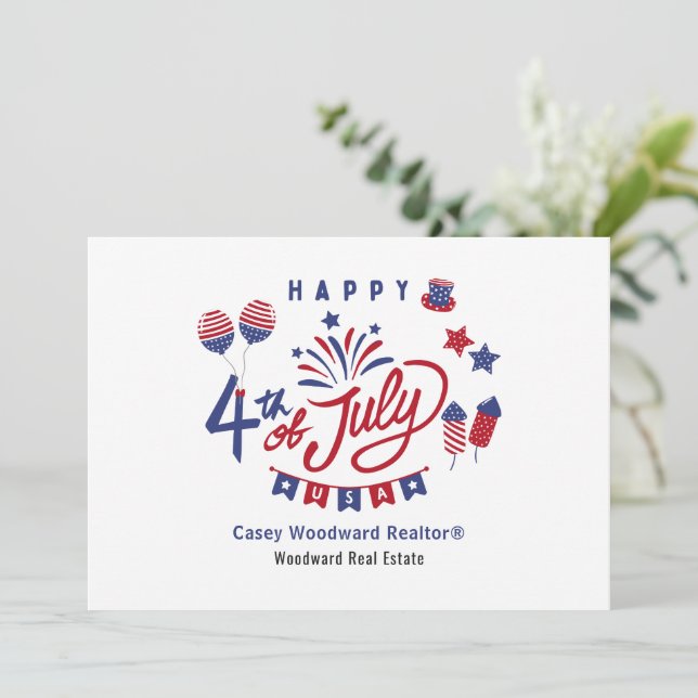 Happy 4th of July Realtor Client Appreciation  Thank You Card (Standing Front)