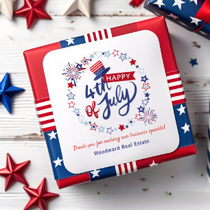 Happy 4th of July Realtor Marketing Thank You Square Sticker