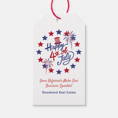 Happy 4th of July Realtor Patriotic Summer Pop By  Gift Tags