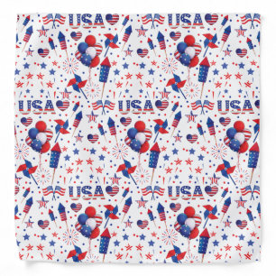 Happy 4th of July Red Blue Cute Party  Bandana