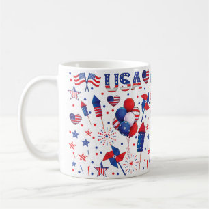 Happy 4th of July Red Blue Cute Party Coffee Mug