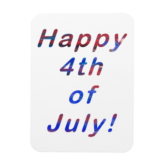 Happy 4th of July Red Blue Letters on White Magnet (Vertical)
