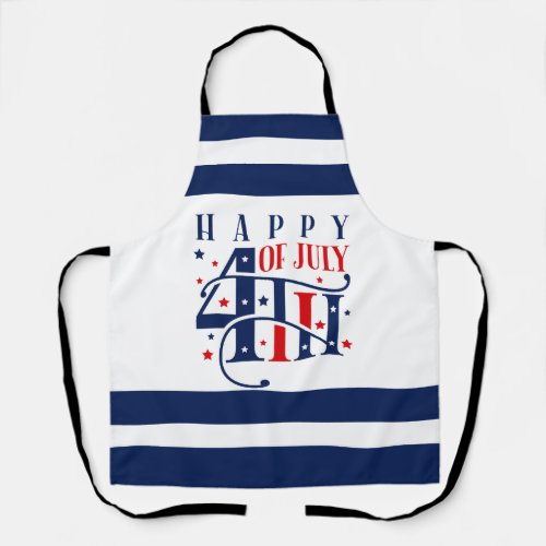 Happy 4th of July Red White and Blue Apron