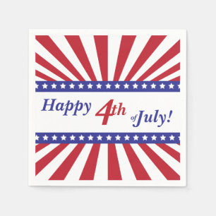 Happy 4th of July Red White and Blue Paper Napkins
