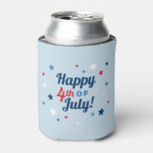 Happy 4th Of July Red White And Blue Patriotic Can Cooler | Zazzle