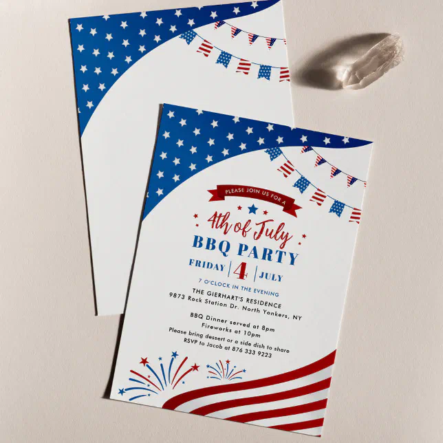Happy 4th of July Red White and Blue Patriotic Invitation | Zazzle