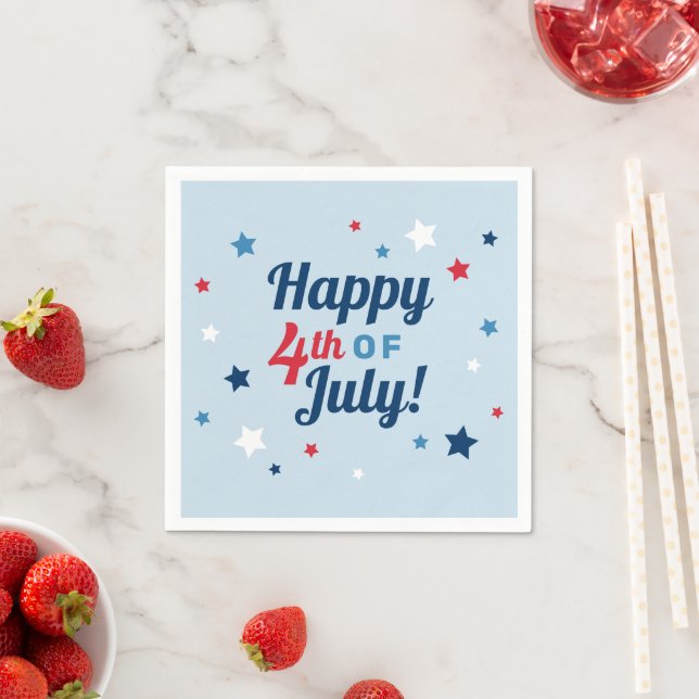 Happy 4th of July Red White and Blue Patriotic Napkins (Insitu)