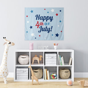 Happy 4th of July Red White and Blue Patriotic Tapestry