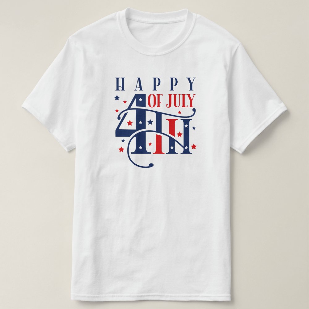 Happy 4th of July Red White and Blue Personalized T-Shirt