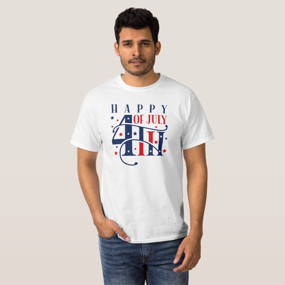 Happy 4th of July Red White and Blue Personalized T-Shirt
