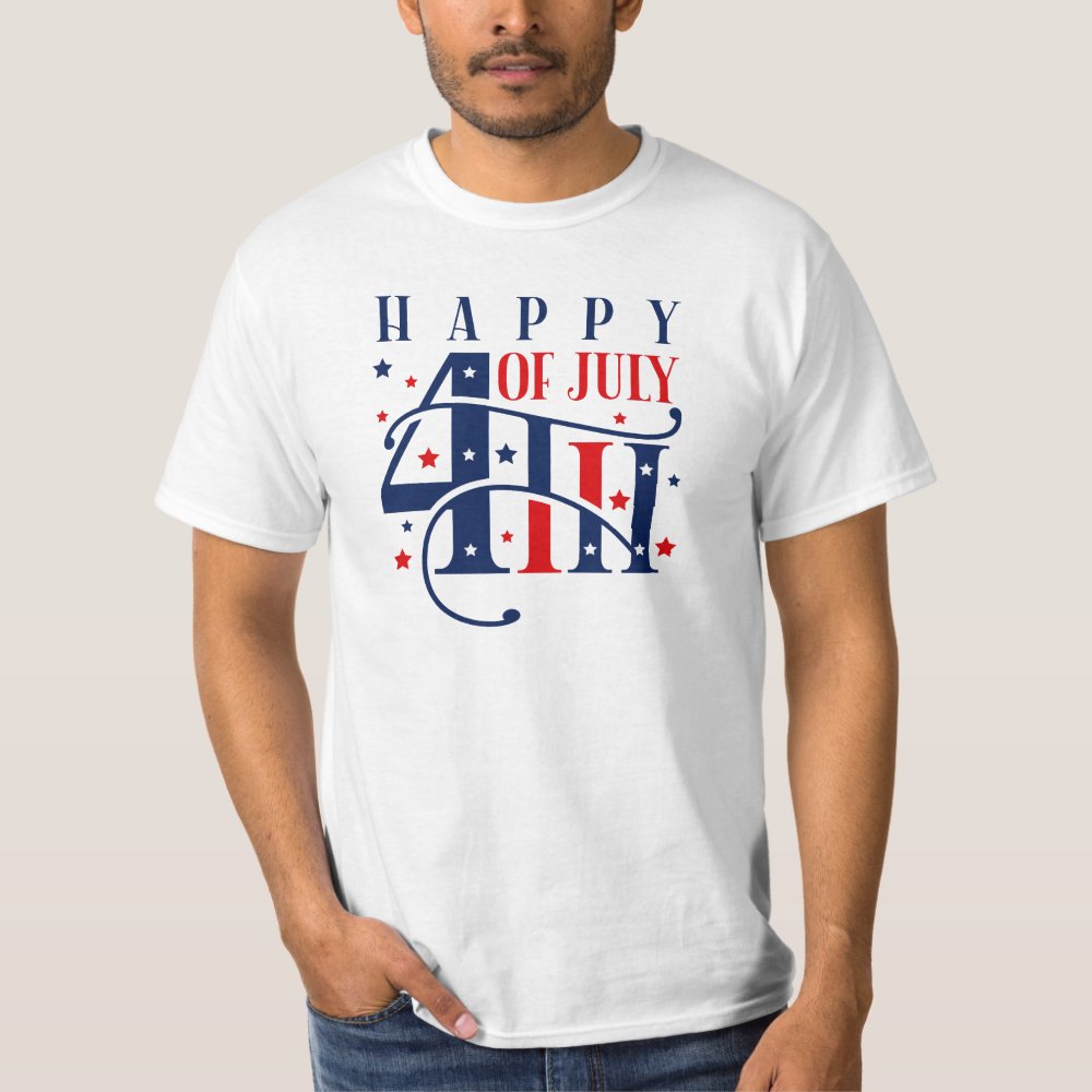 Happy 4th of July Red White and Blue Personalized T-Shirt