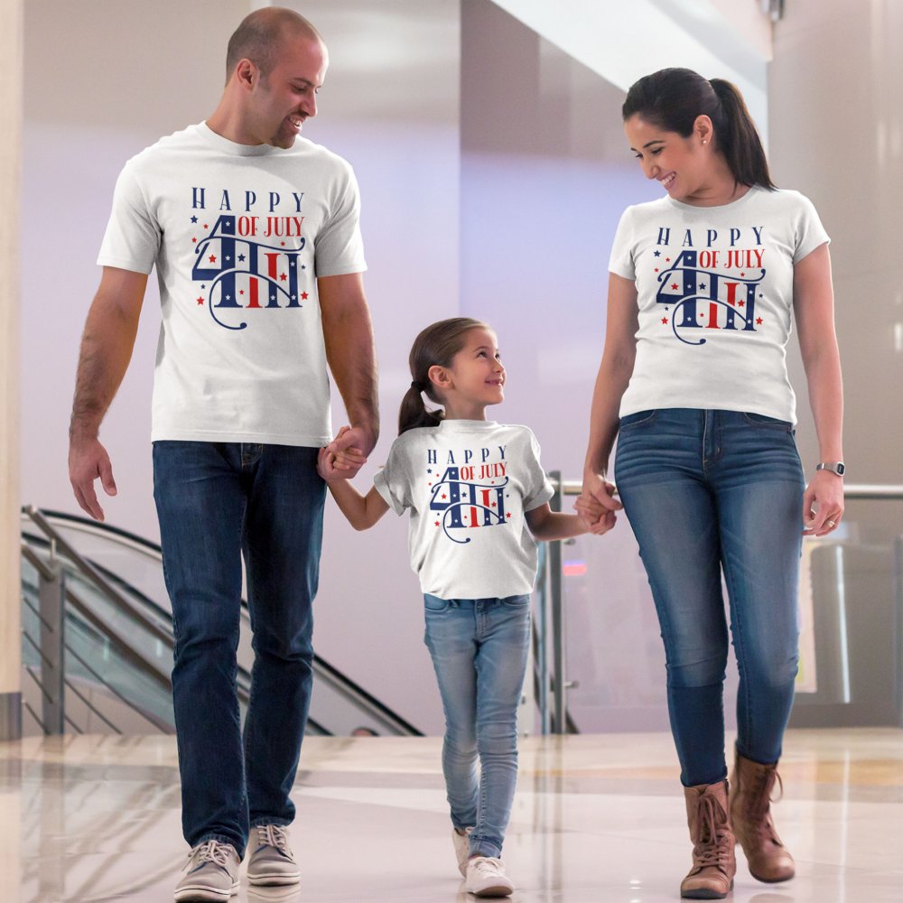 Discover Happy 4th of July Red White and Blue Personalized T-Shirt