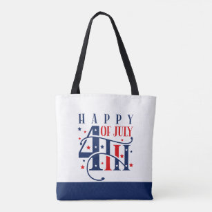Happy 4th of July Red White and Blue Tote Bag