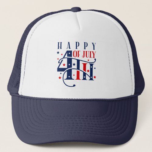 Happy 4th of July Red White and Blue Trucker Hat