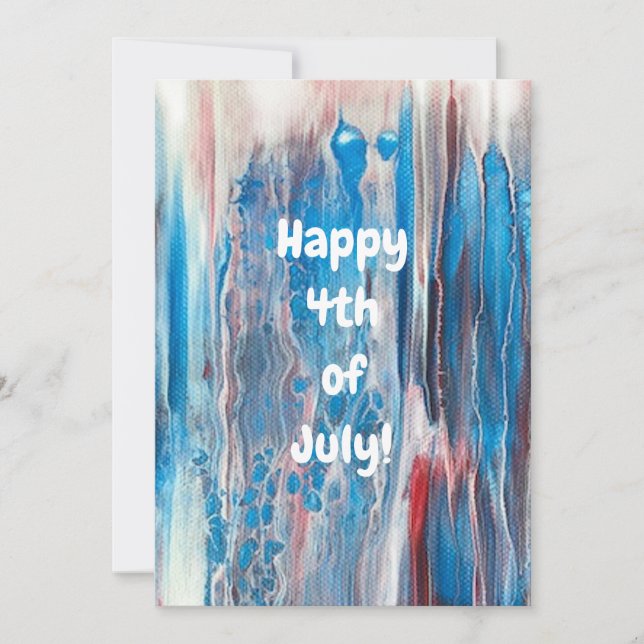 Happy 4th of July Red White Blue Abstract Cards (Front)