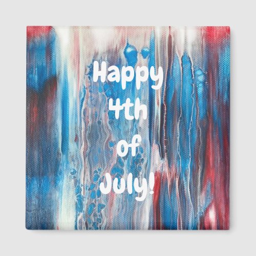 Happy 4th of July Red White Blue Abstract Magnets