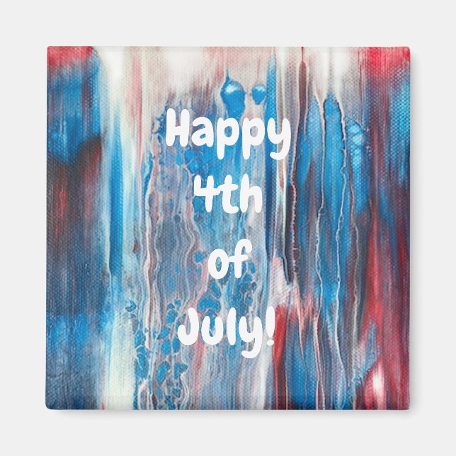 Happy 4th of July Red White Blue Abstract Magnets (Front)