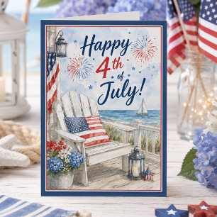 Happy 4th of July Red White Blue Independence Day Card